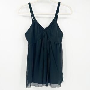 Express Womens Whimsigoth Y2K Dark Witchy‎ Mesh Babydoll Tank Top Size M Black